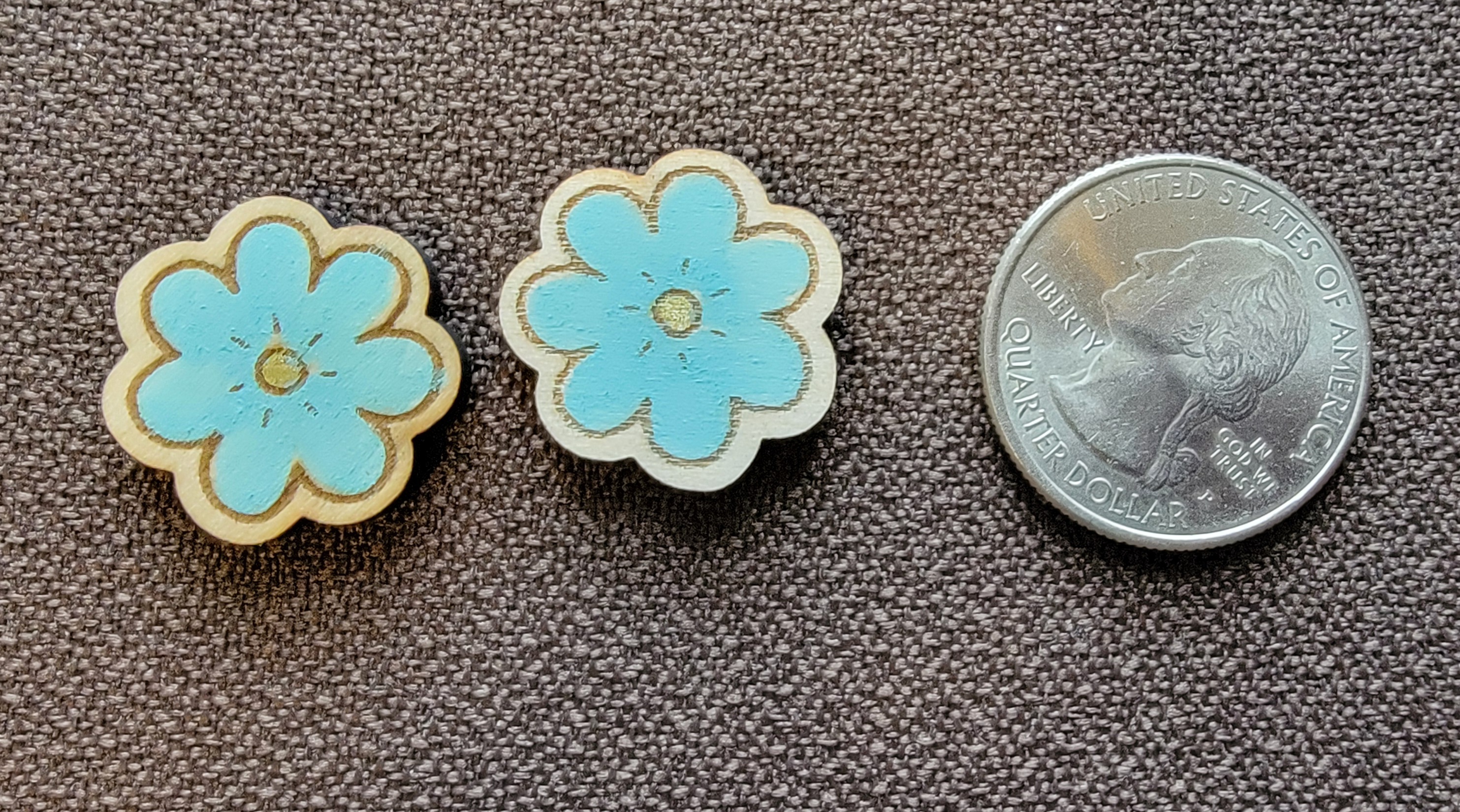 Flower Stud Earrings - Teal
