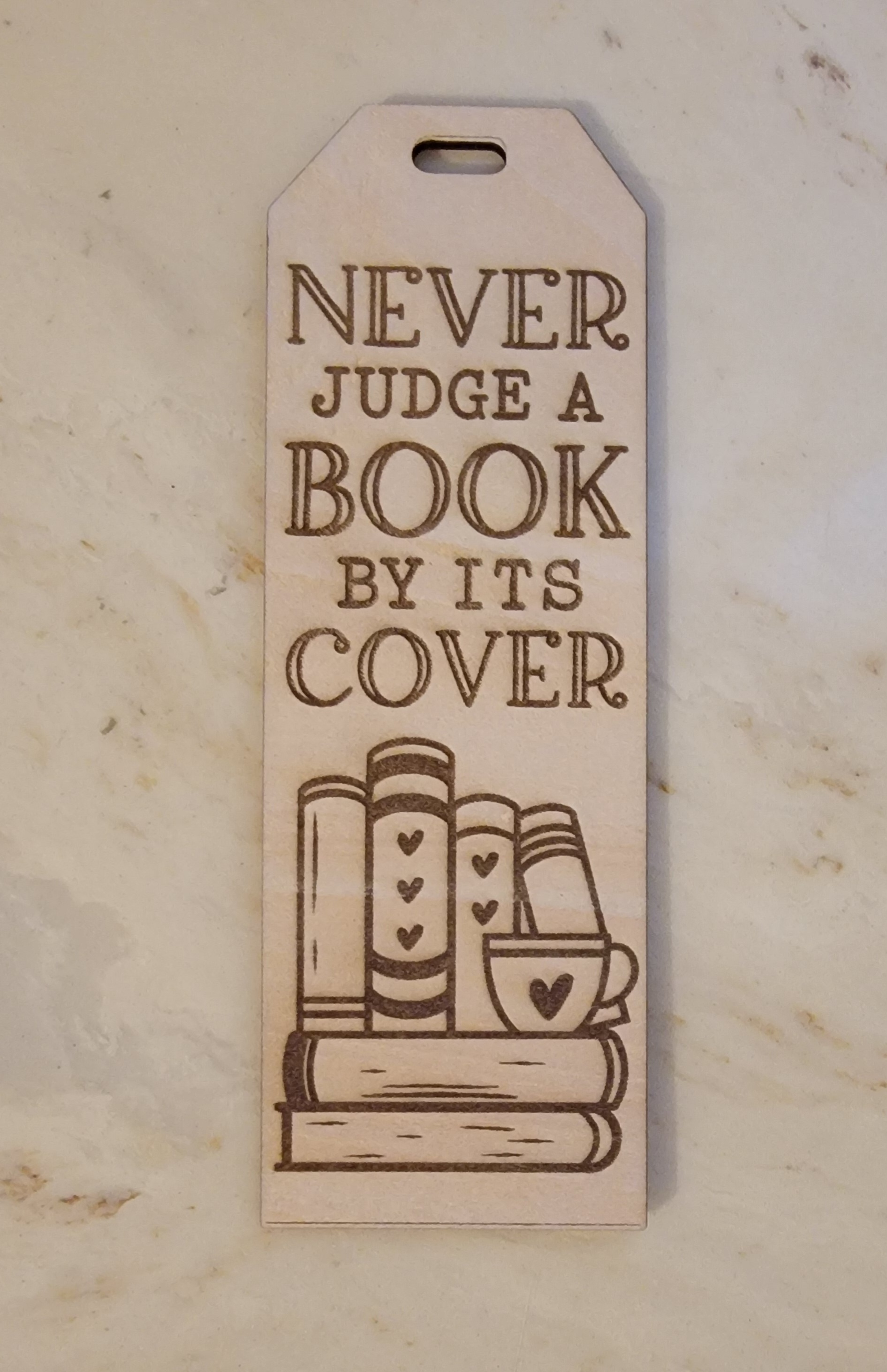 Wooden Book Lovers Bookmark - Never Judge