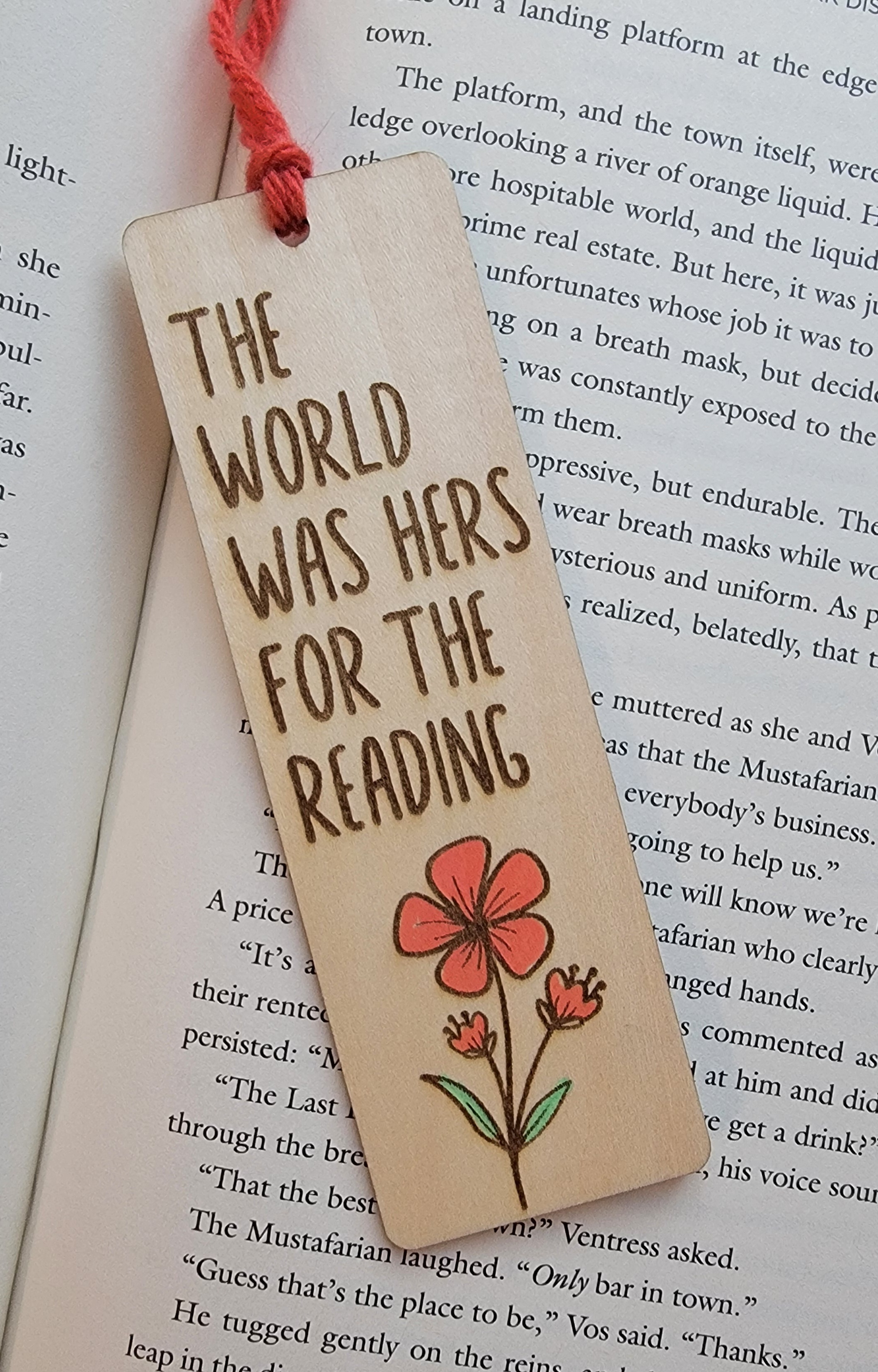 Wooden Book Lovers Bookmark - Hers for the Reading