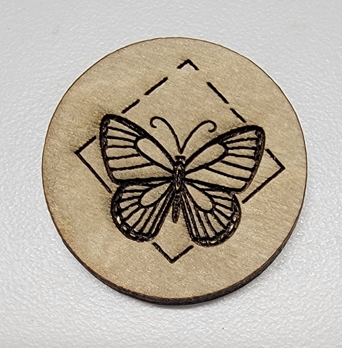 Wooden Butterfly -  Engraved Wooden Token - Set of 4