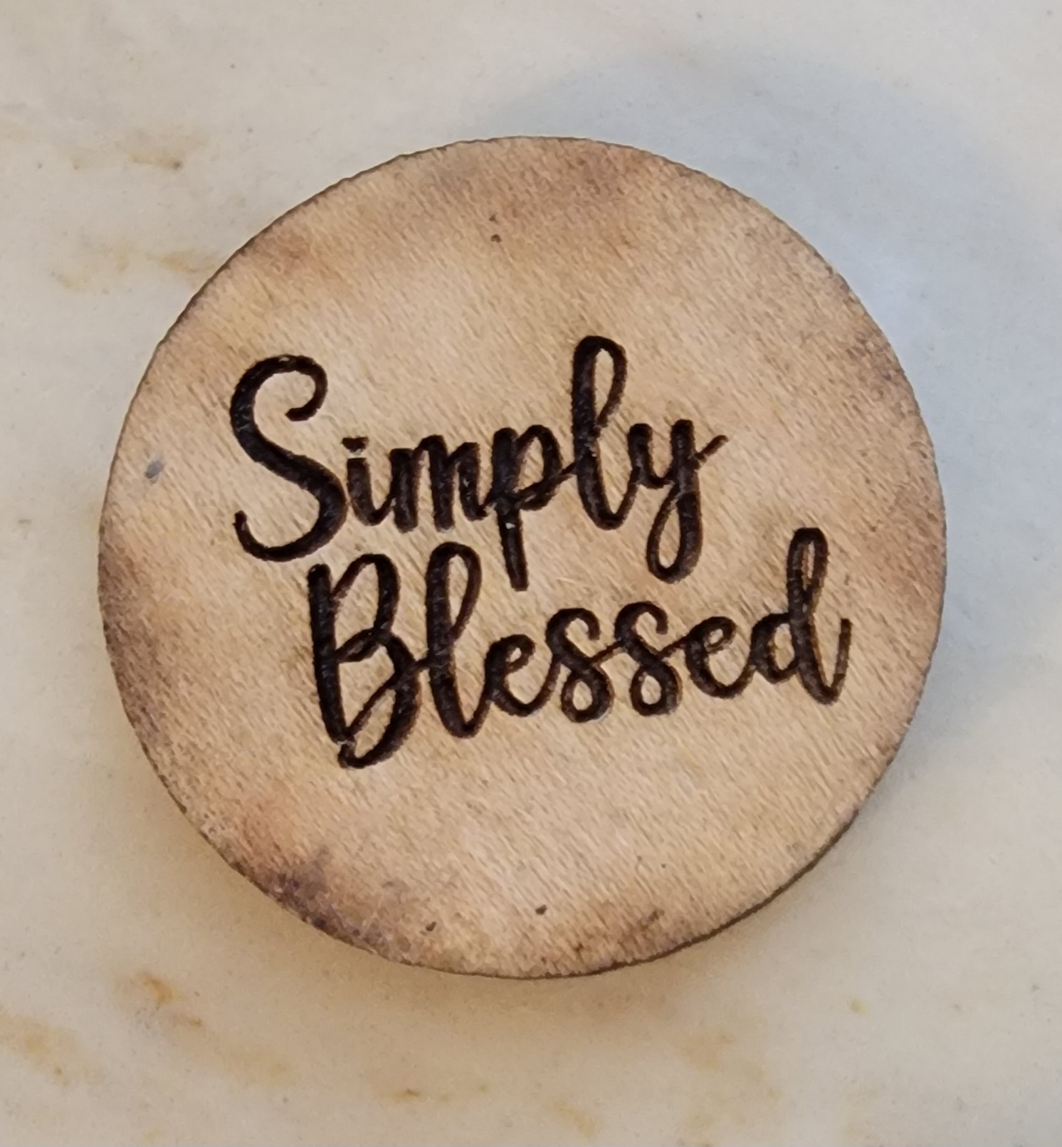 Simply Blessed - Wooden Token - Script - Set of 4
