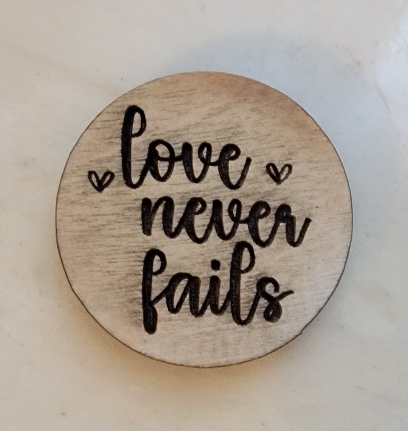 Love Never Fails - Wooden Token - Set of 4