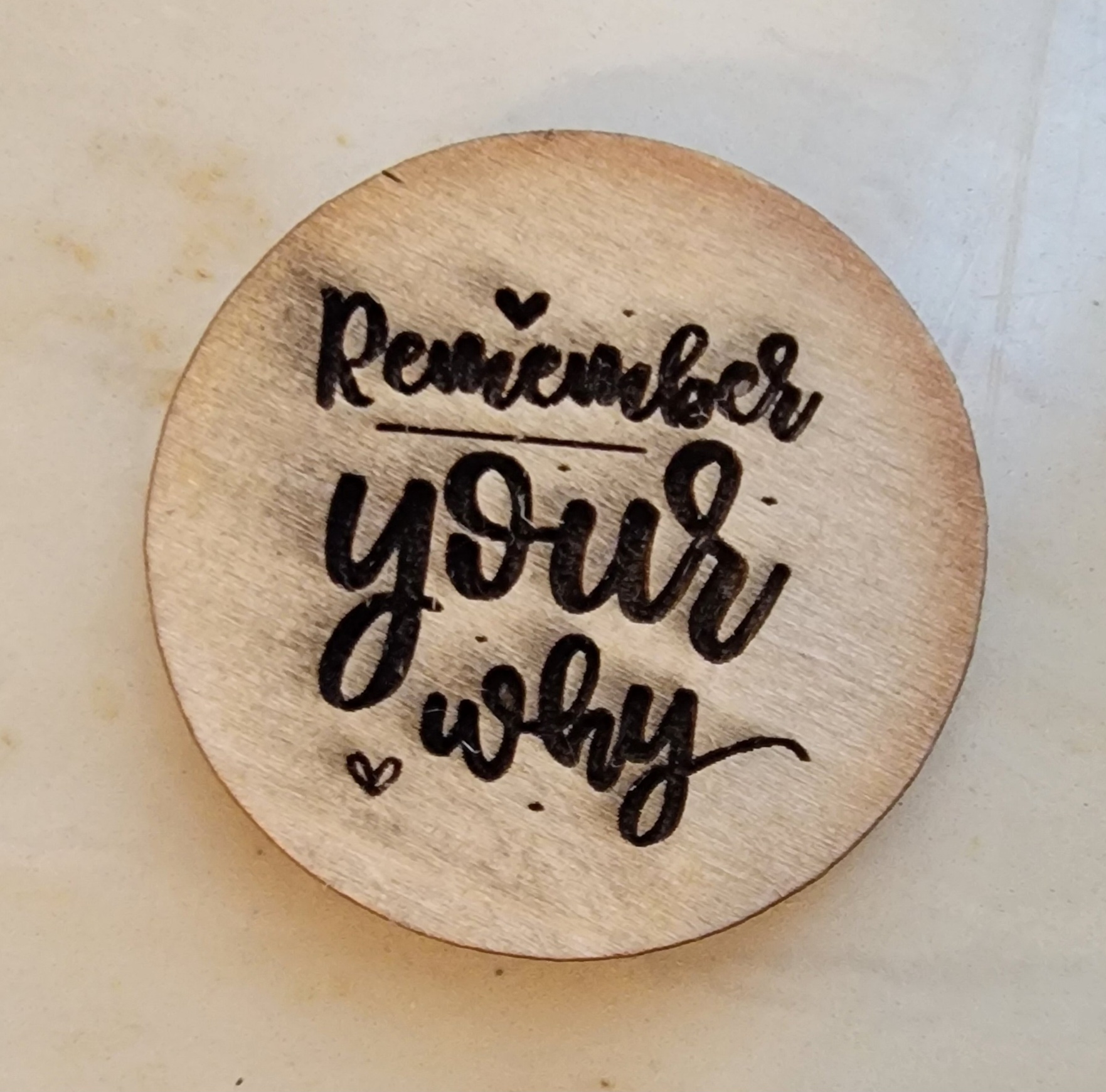 Remember Your Why - Heart - Engraved Wooden Motivational Token - Set of 4