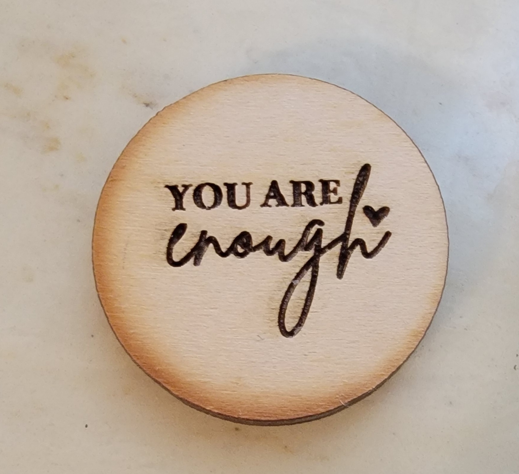 You Are Enough - Wooden Token - Heart - Set of 4