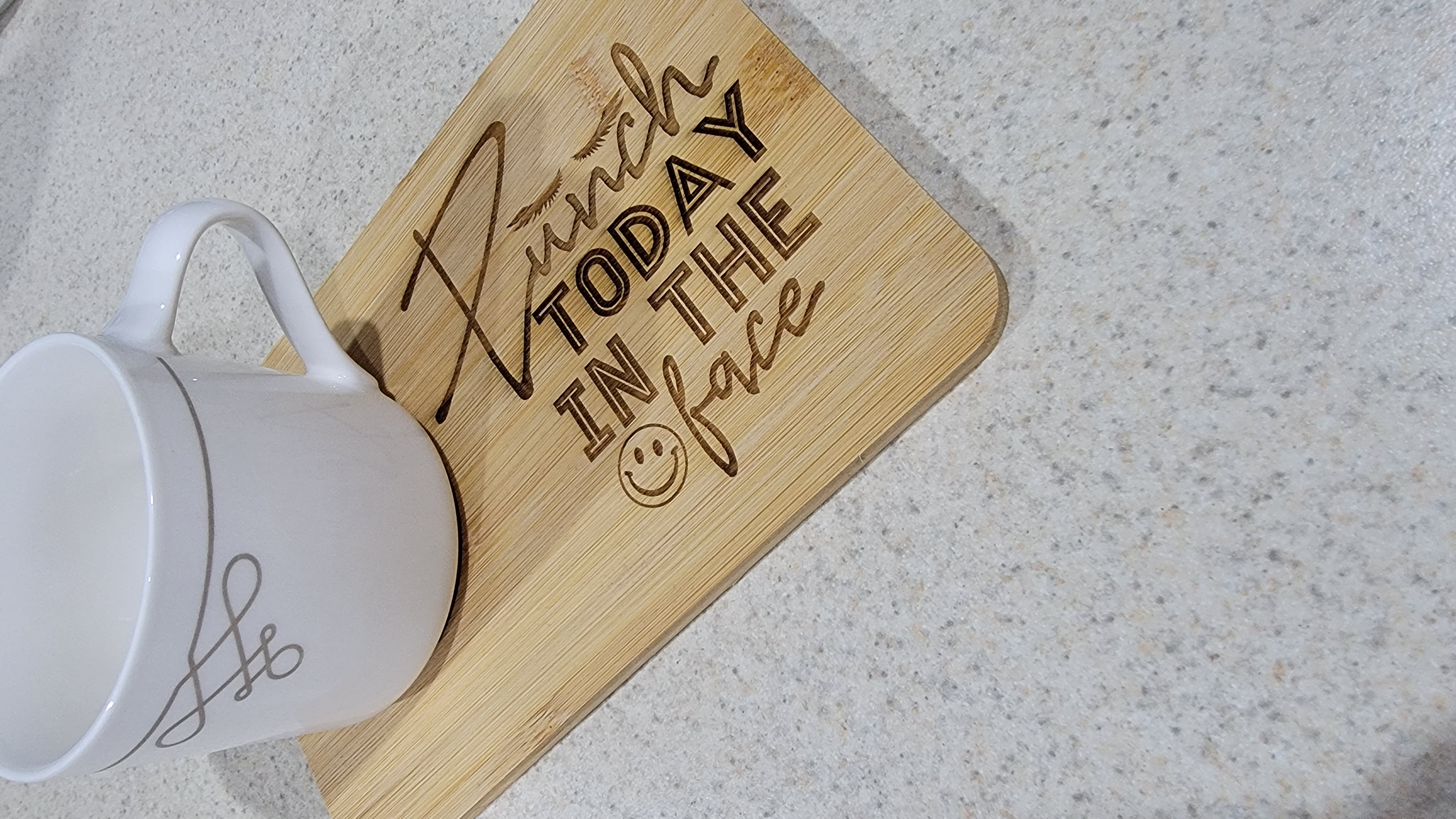 Punch Today - Motivational Bamboo Mug Rest