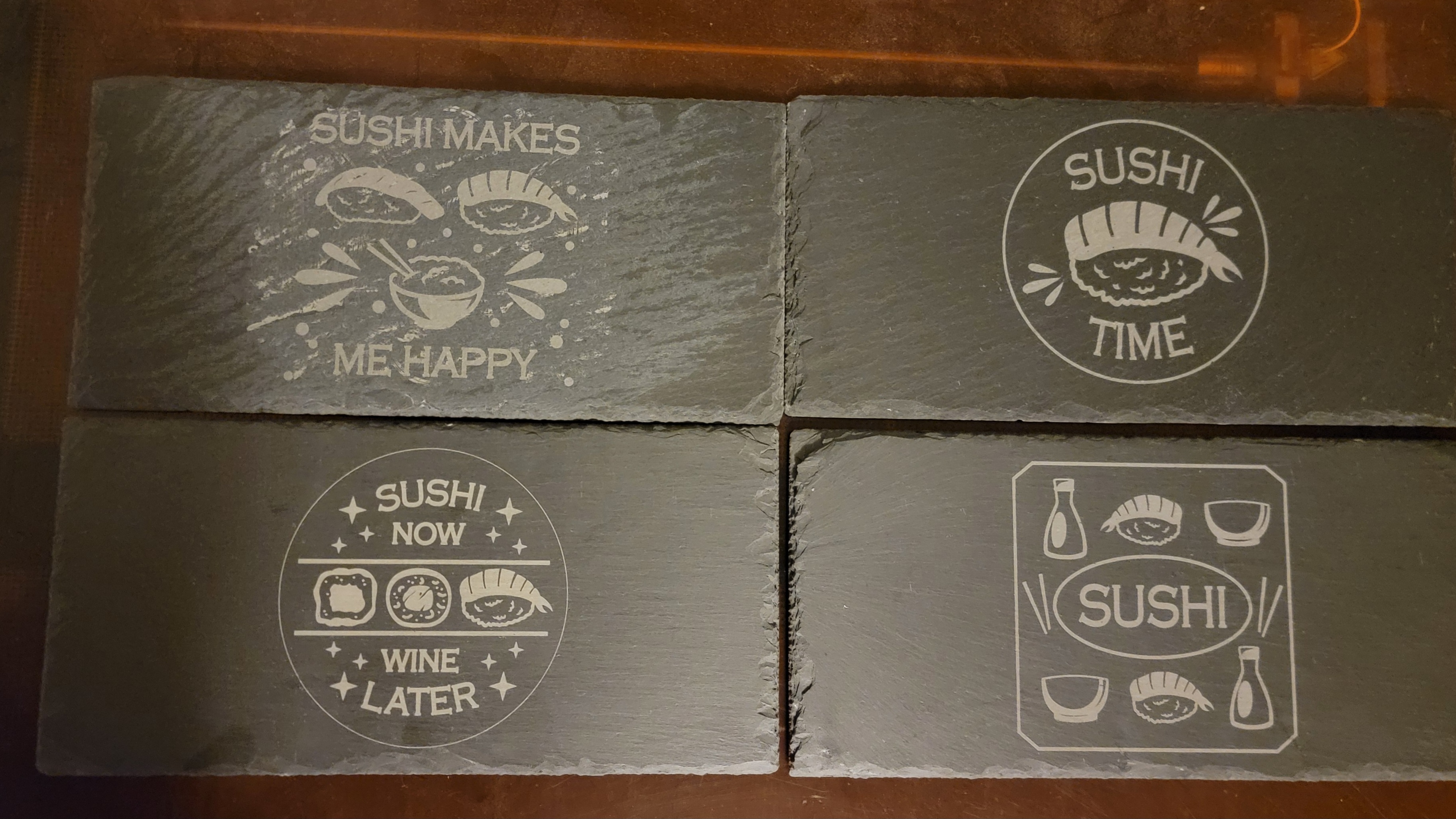 Sushi-Themed Slate Serving Trays - Set of 4