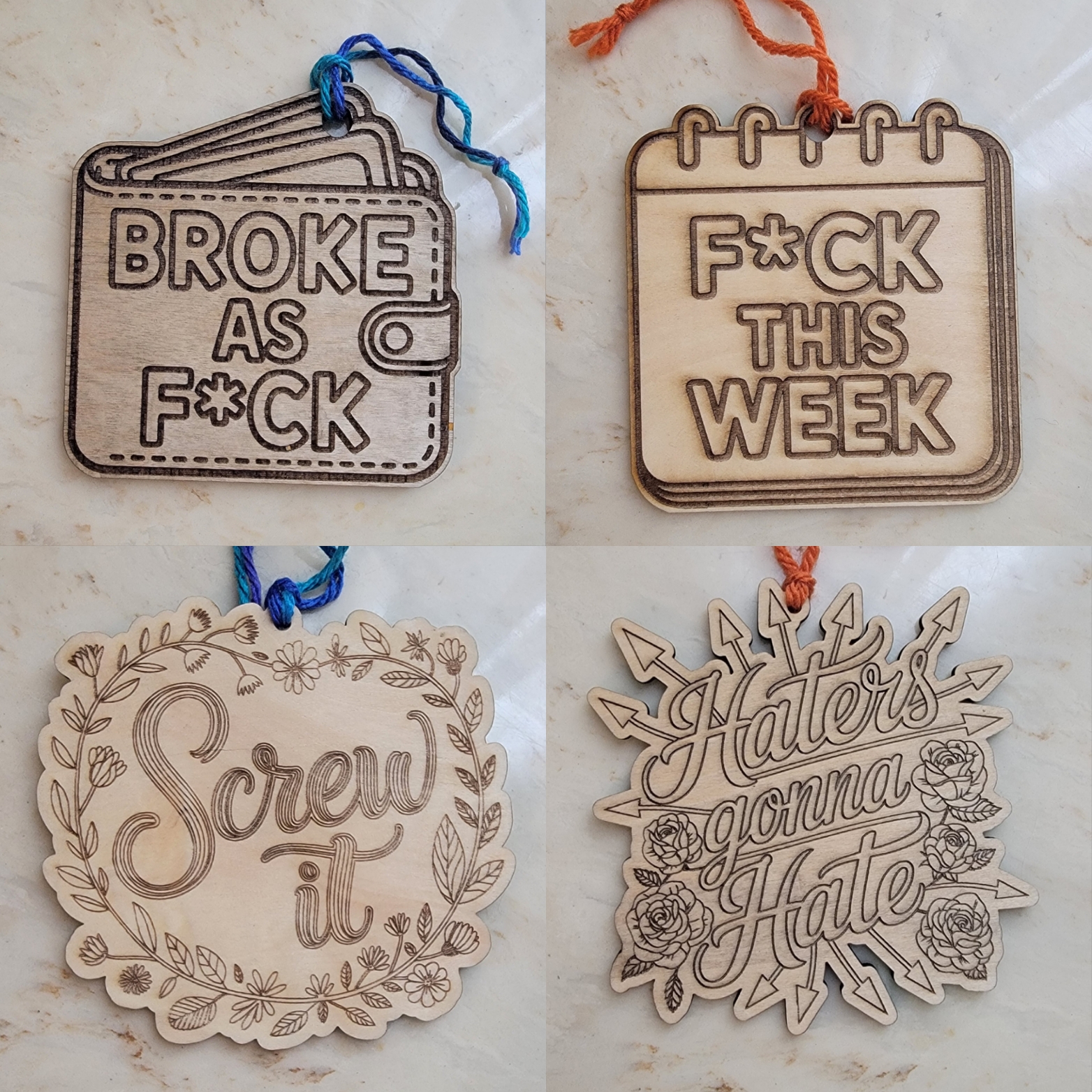 Wooden 'F*CK THIS WEEK' Calendar Page Ornament