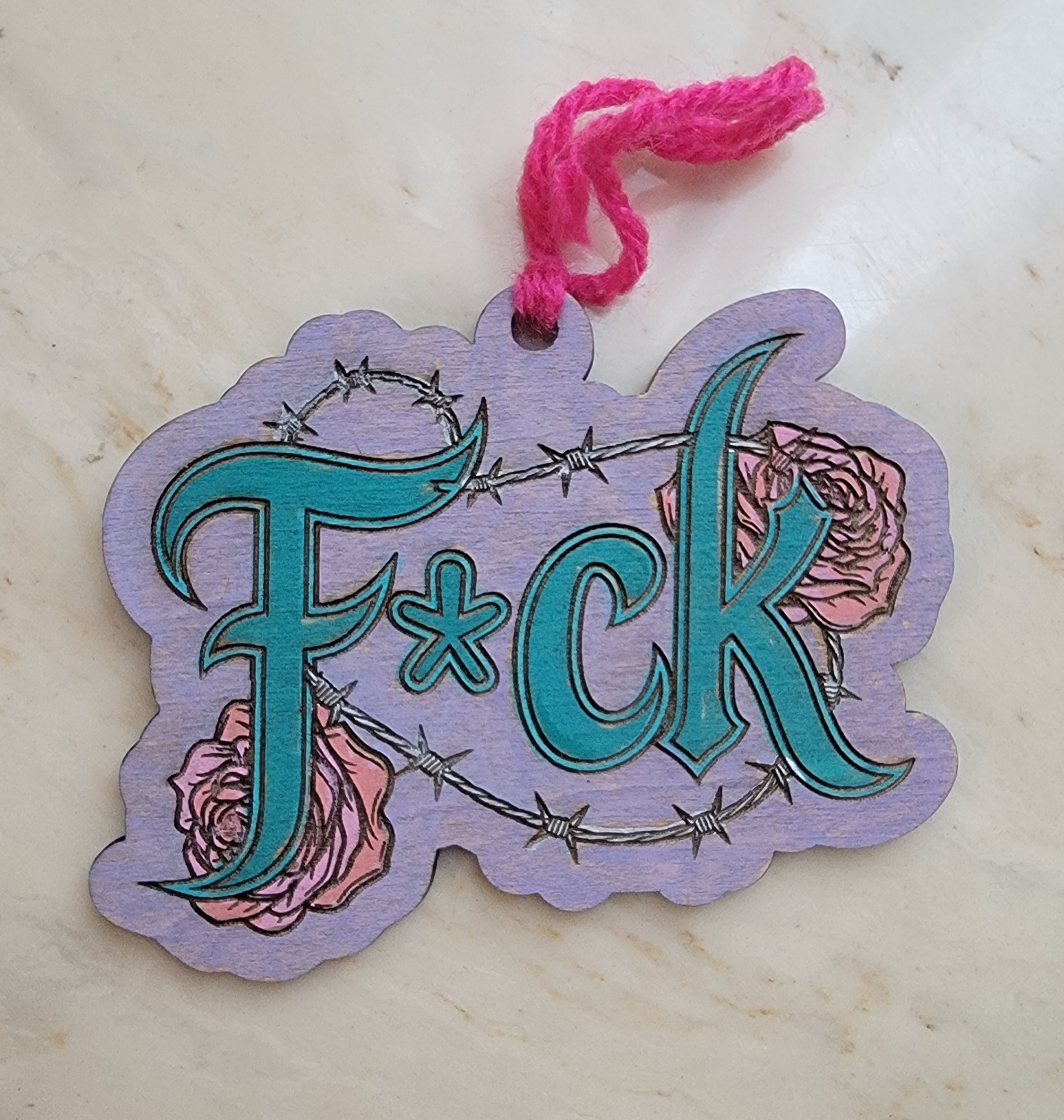 Engraved Wooden 'F*ck'  Ornament