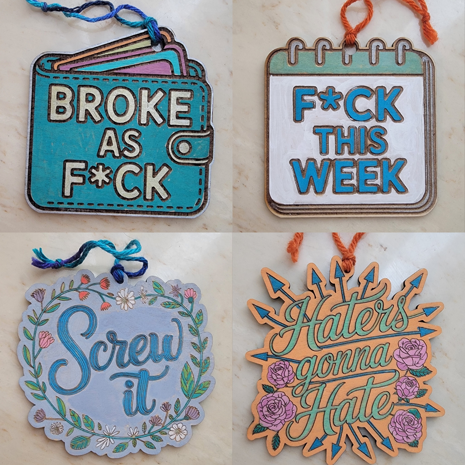 Wooden 'F*CK THIS WEEK' Calendar Page Ornament