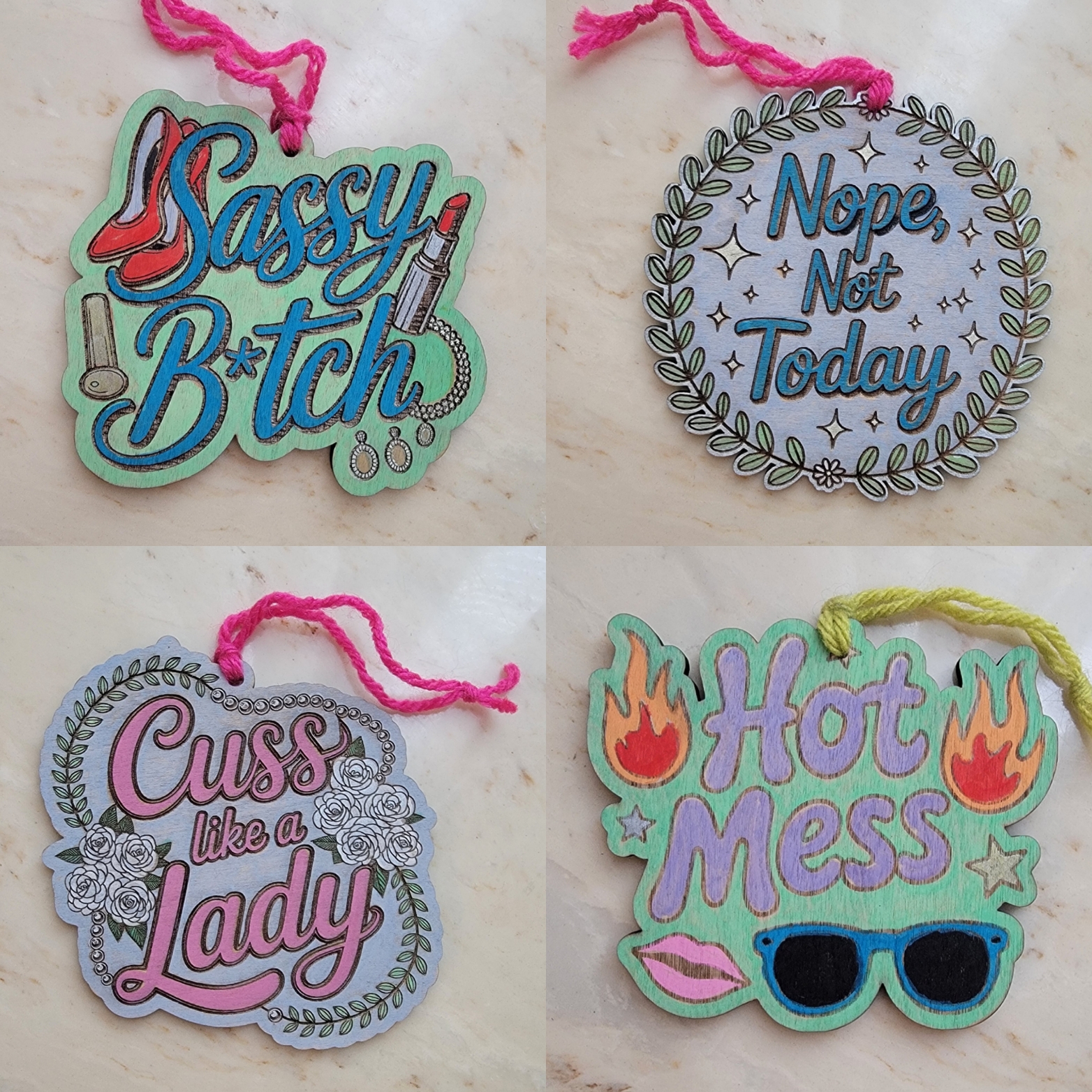 Sassy B*tch Wooden Ornament