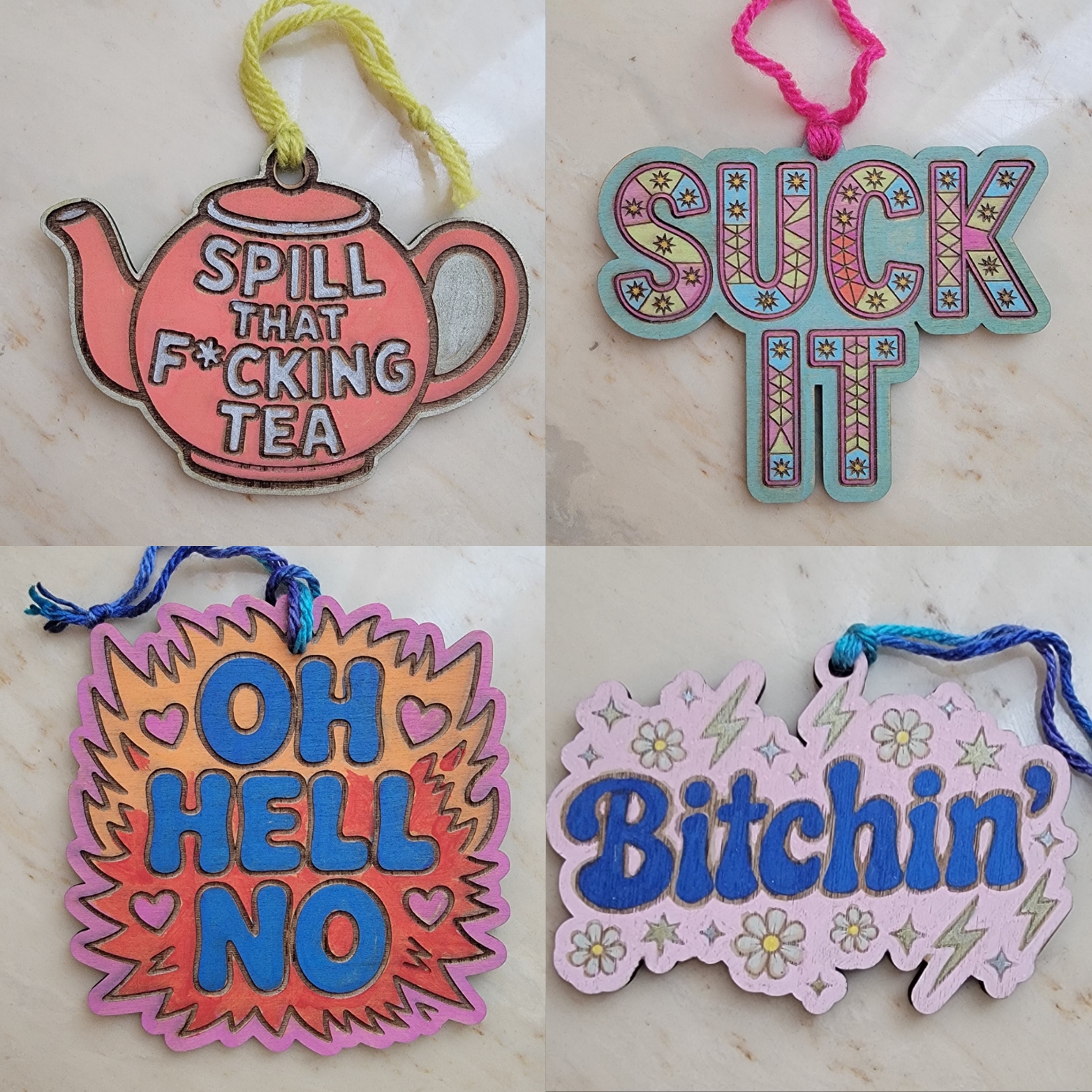 Laser Engraved Wooden 'Bitchin'' Ornament