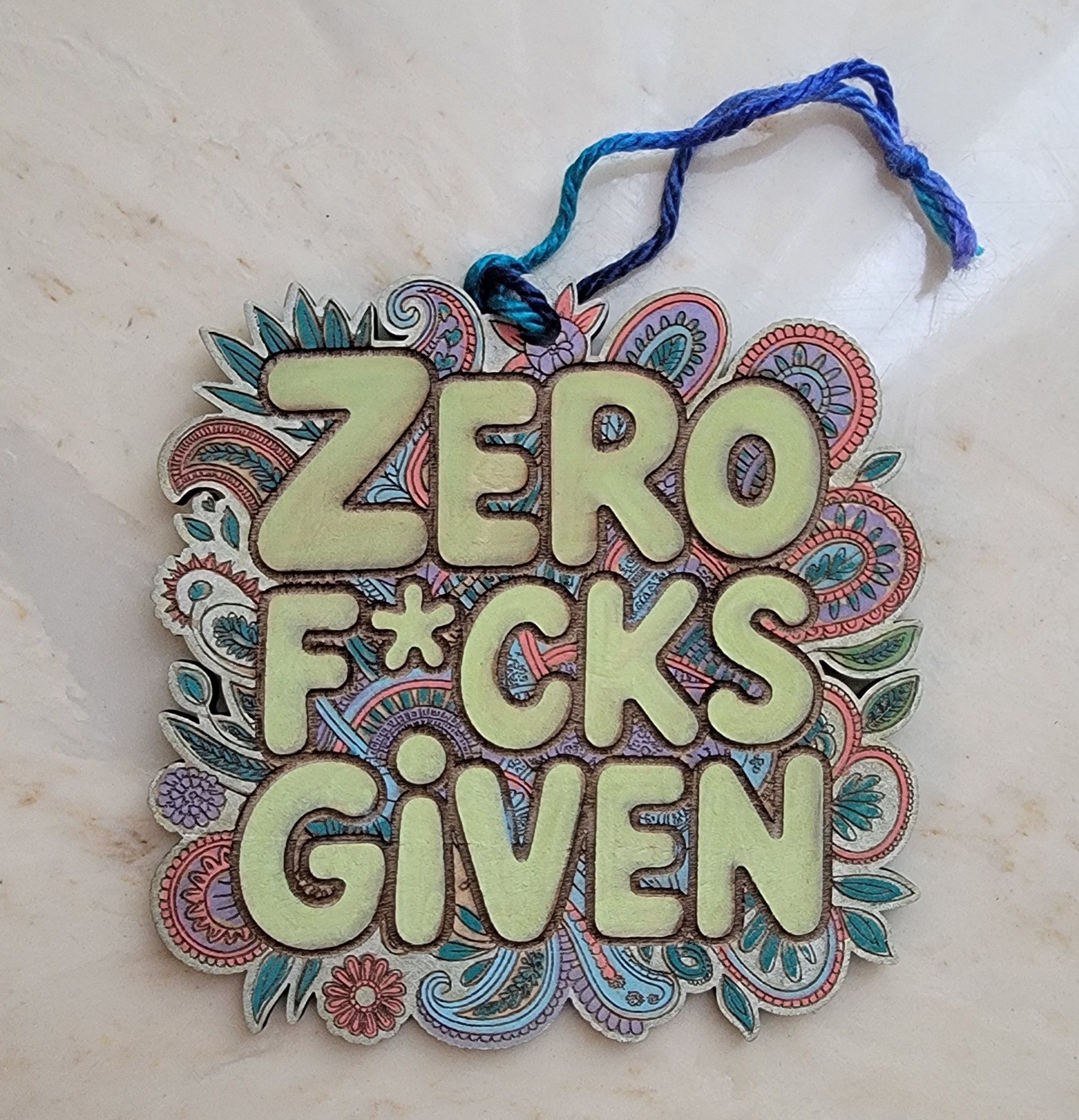 ZERO F*CKS GIVEN Wooden Ornament