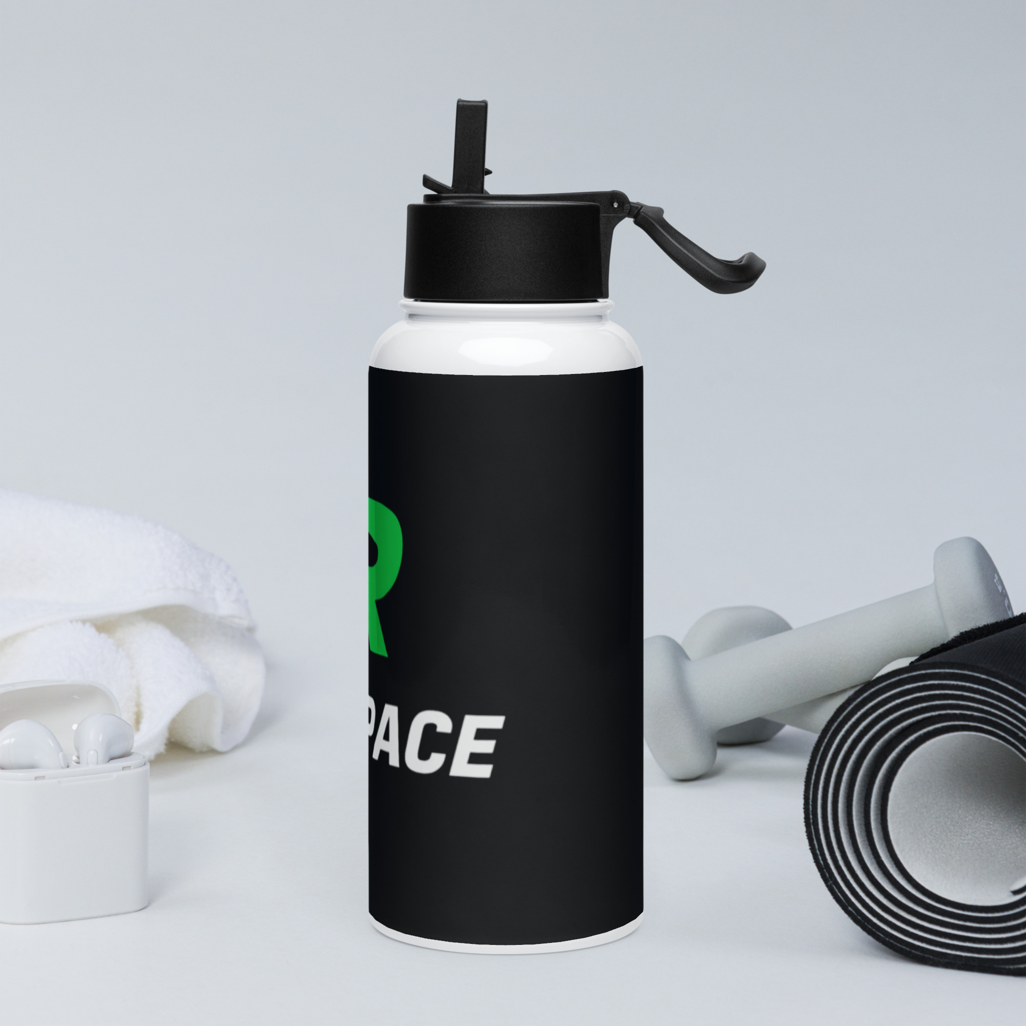 Racepace Stainless steel water bottle with a straw lid