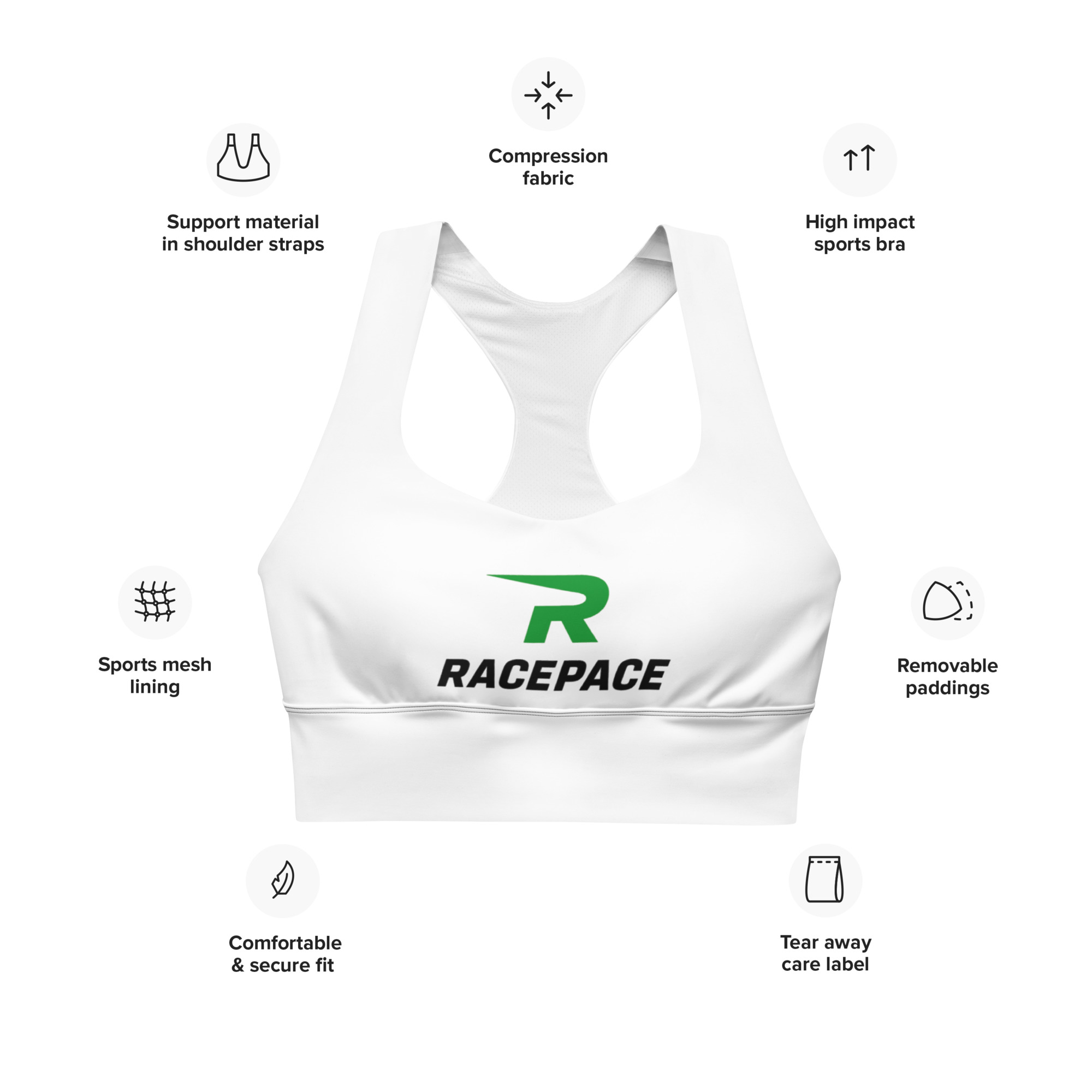 Racepace Recycled Longline Sports Bra