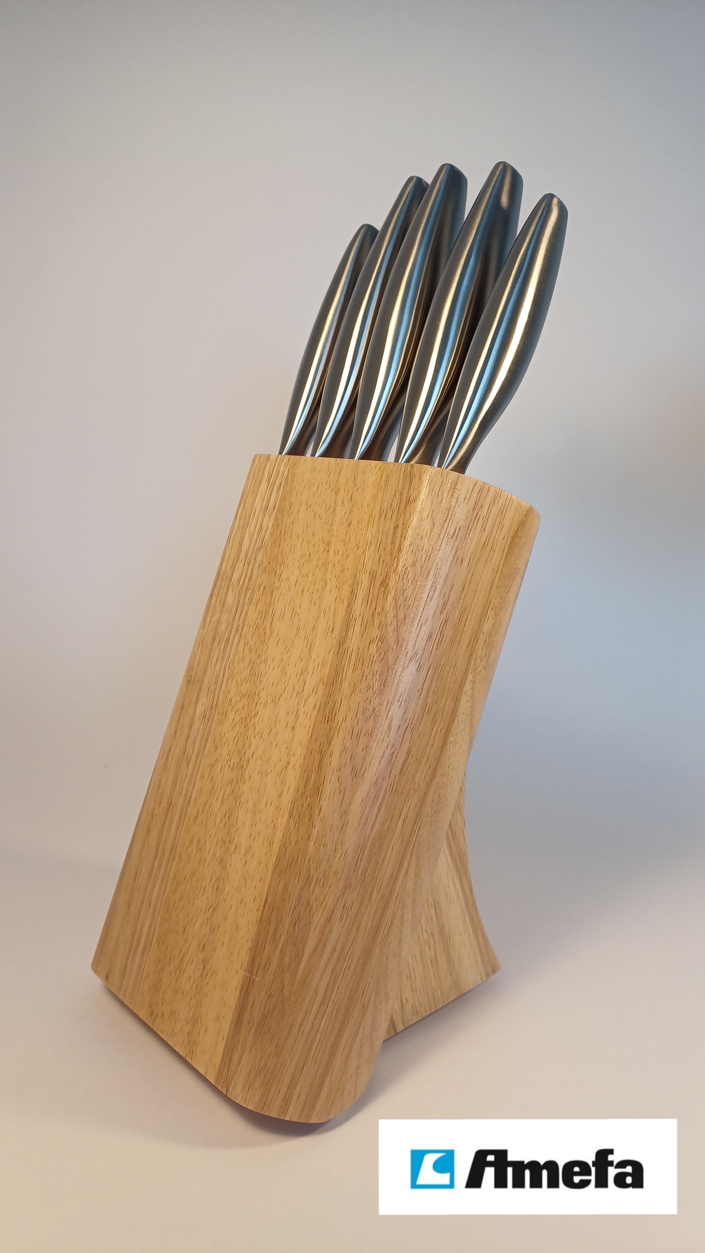 5-delige messenset met blok Amefa