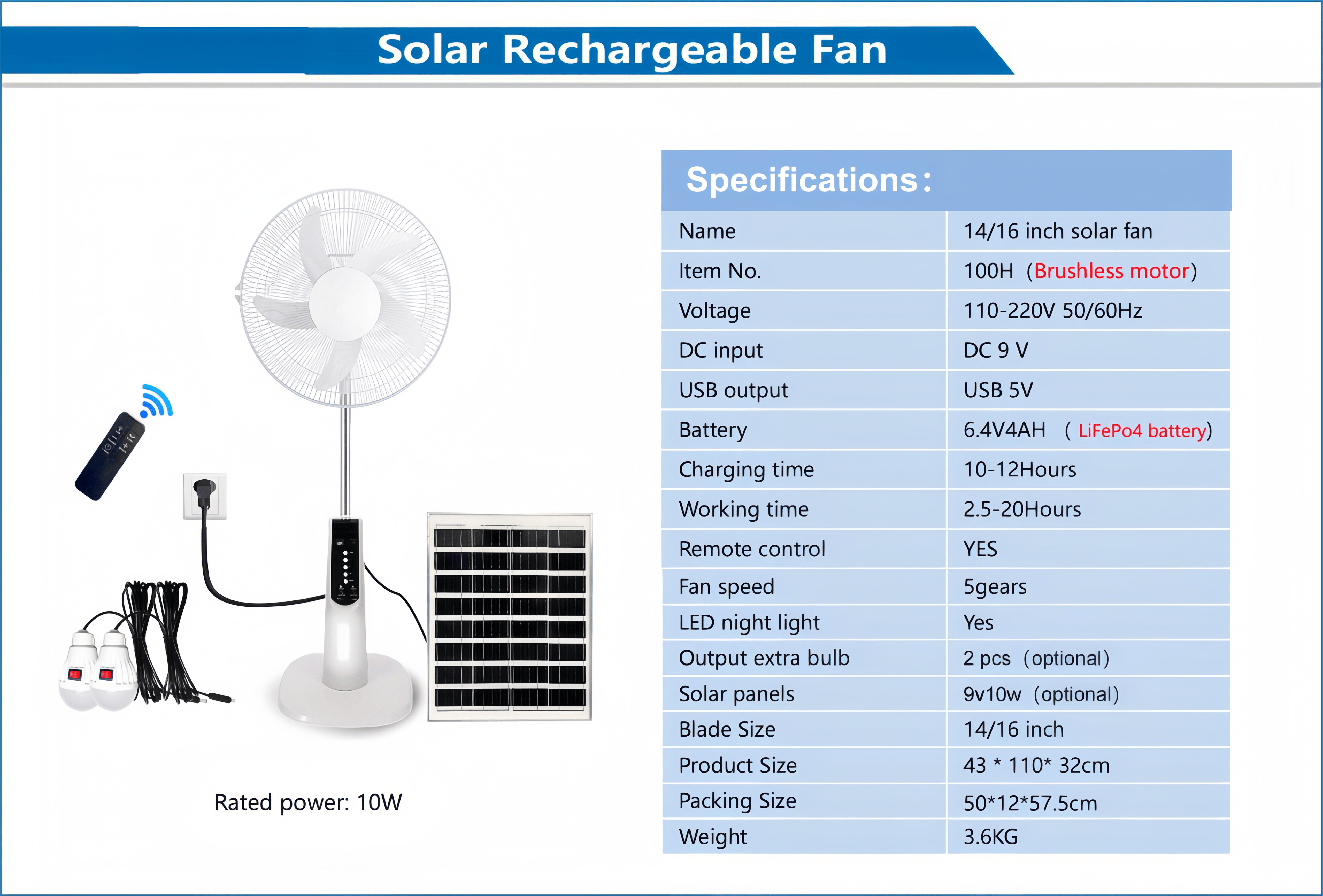 Solar Rechargeable Fan