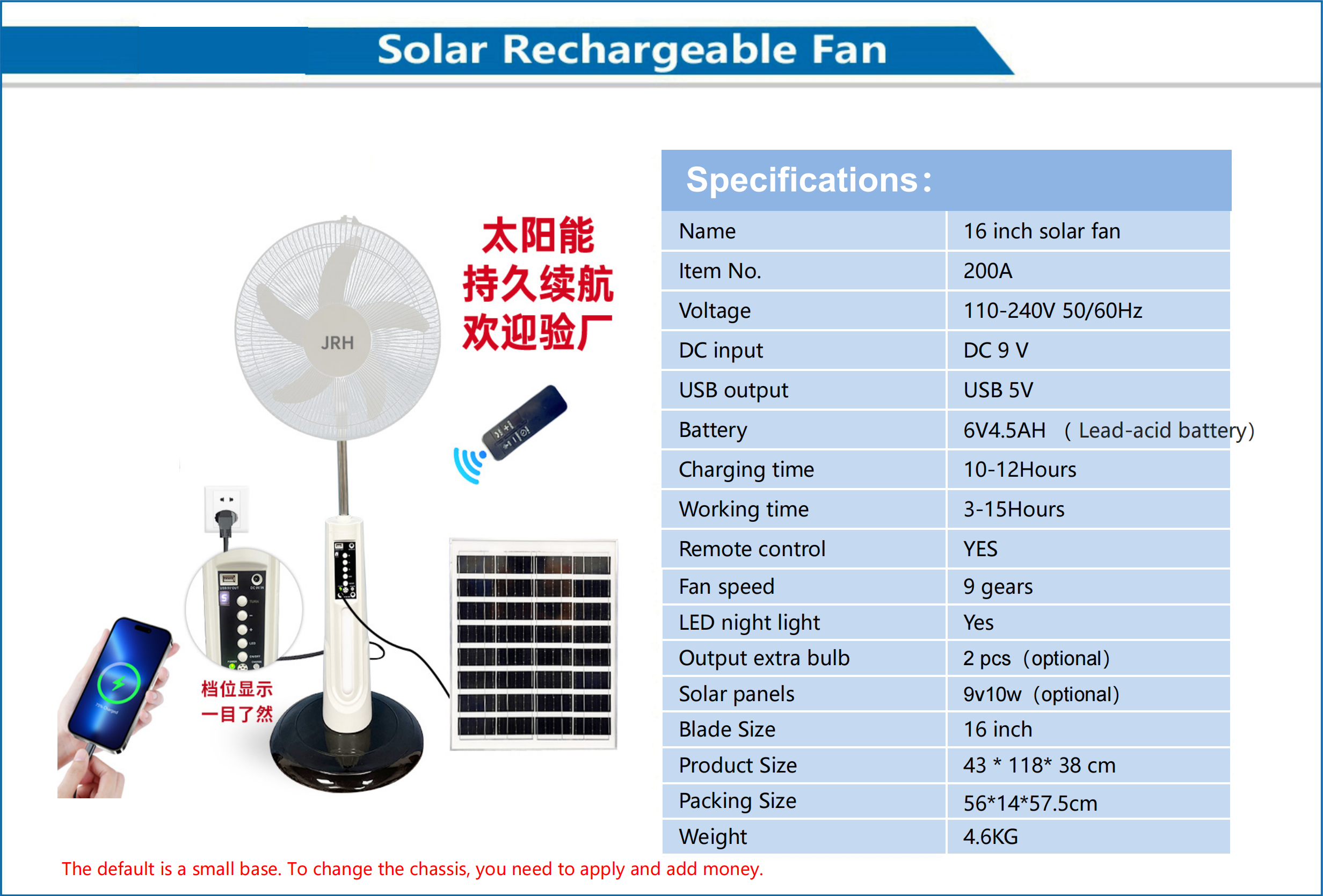 Solar Rechargeable Fan