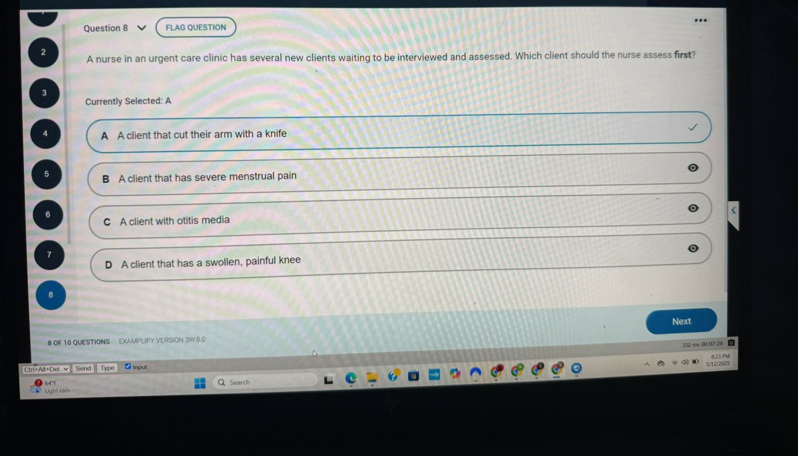 Health Assessment 1 NR 302 Quiz