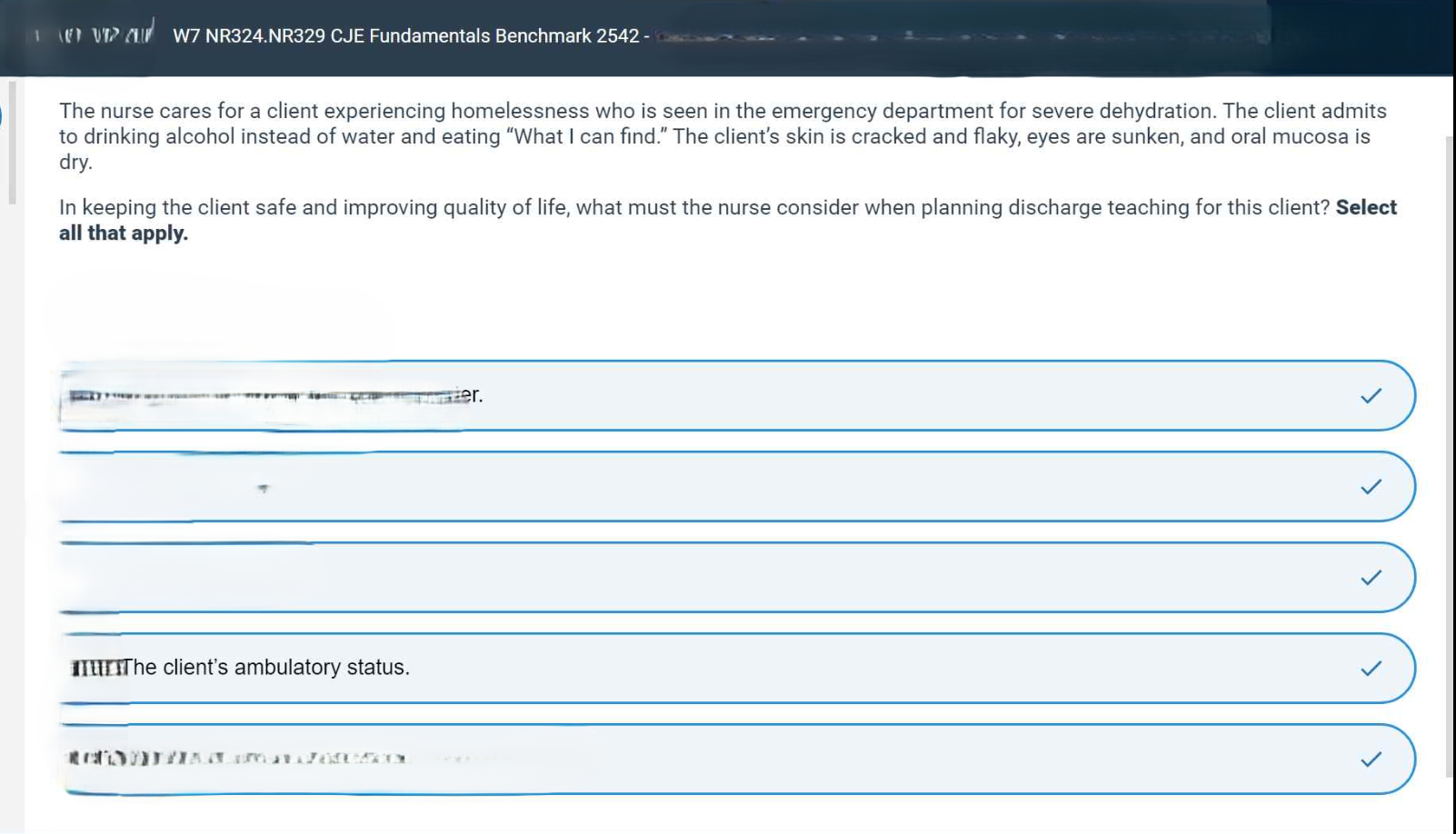 NR 324 Adult Health 1 CJE Benchmark 2542!!