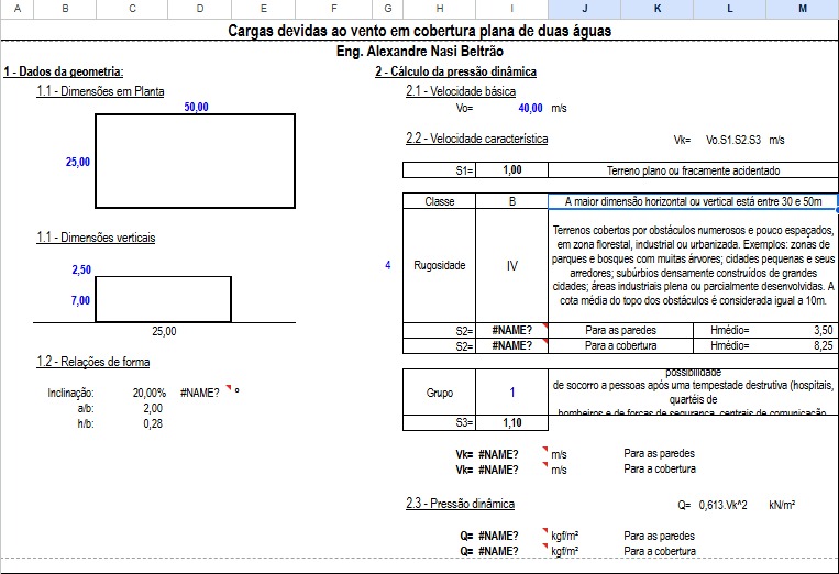 Planilha de Cálculo de Carga de Vento