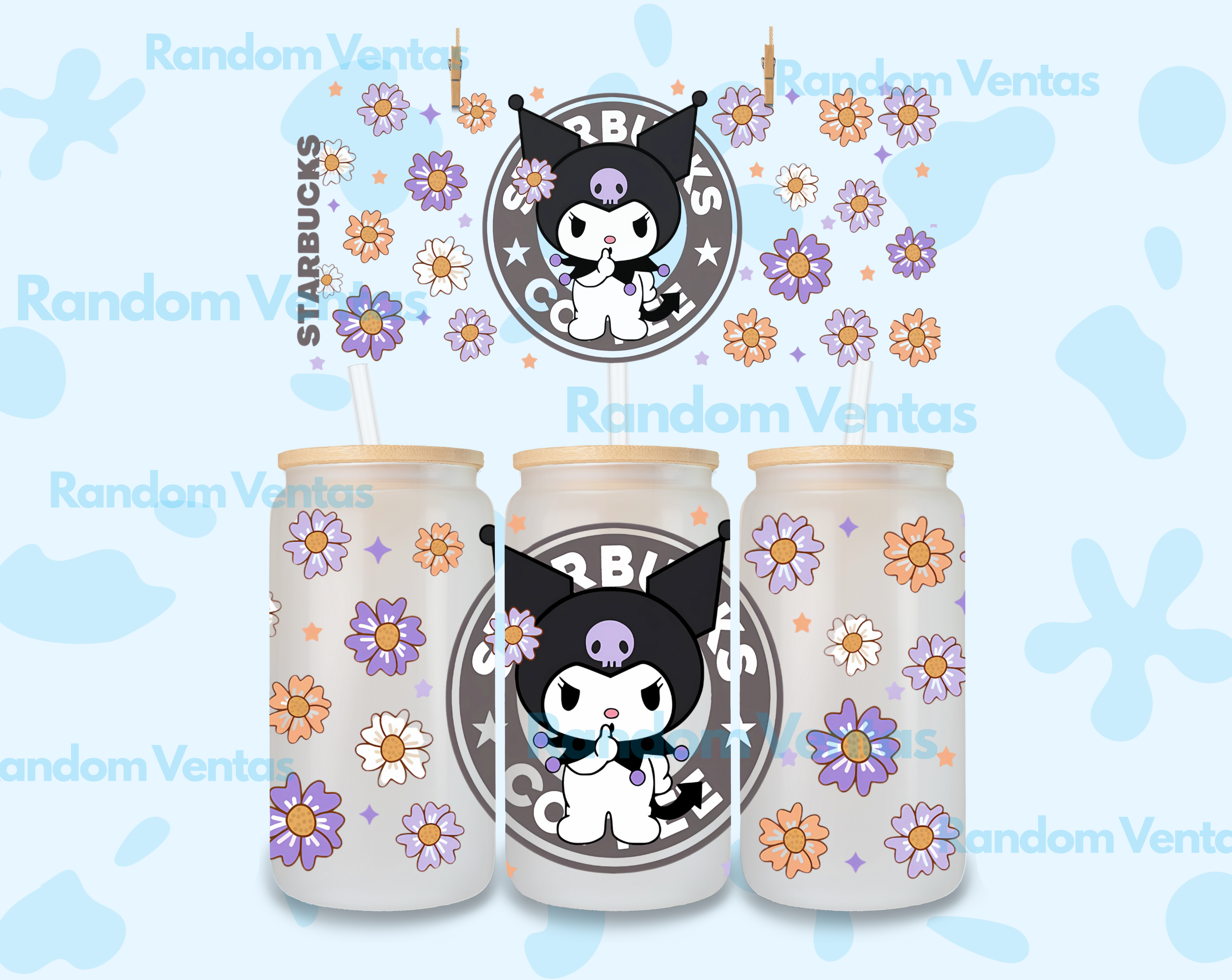 DTF UV Kuromi Flores