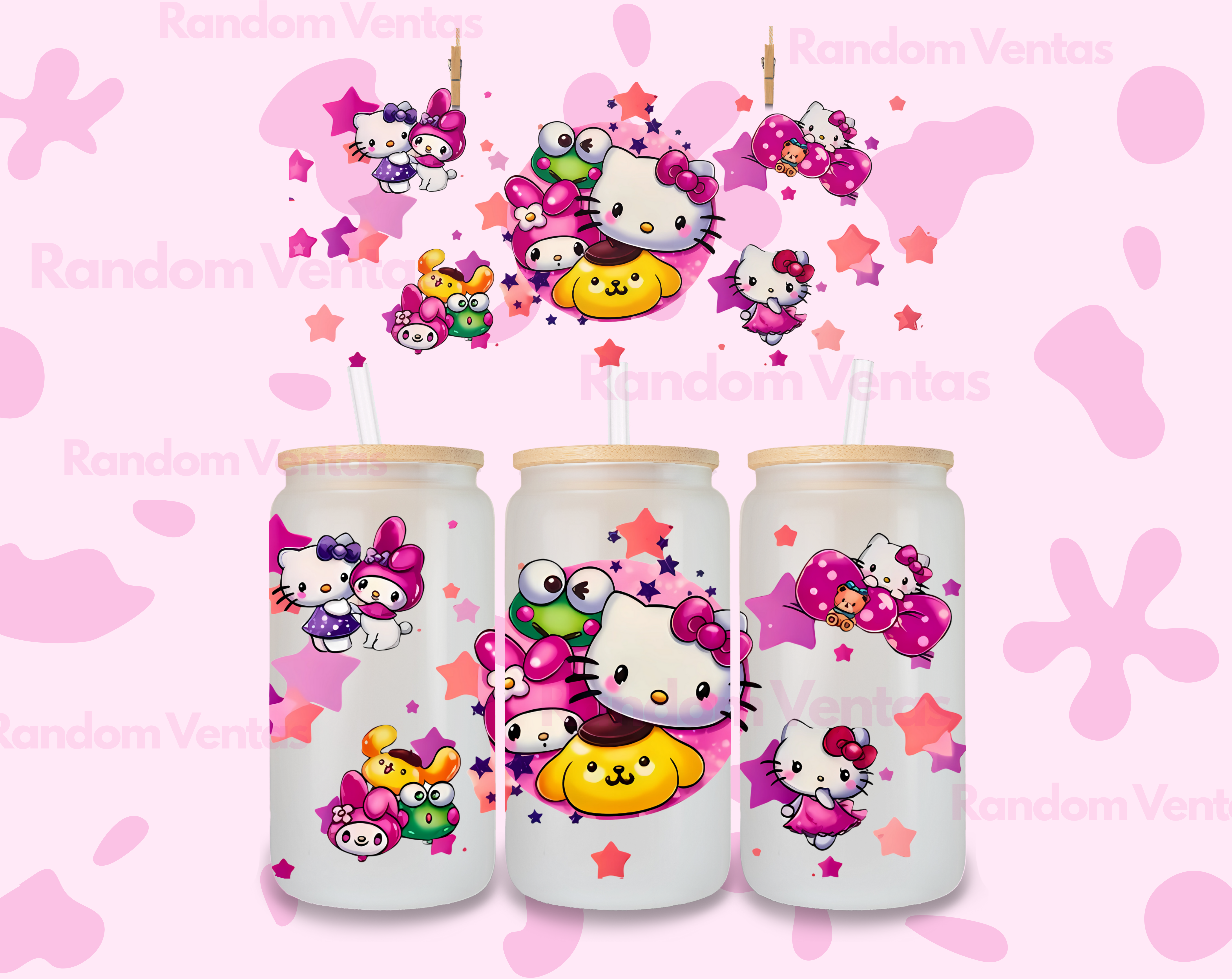 DTF UV Hello Kitty Estrellas
