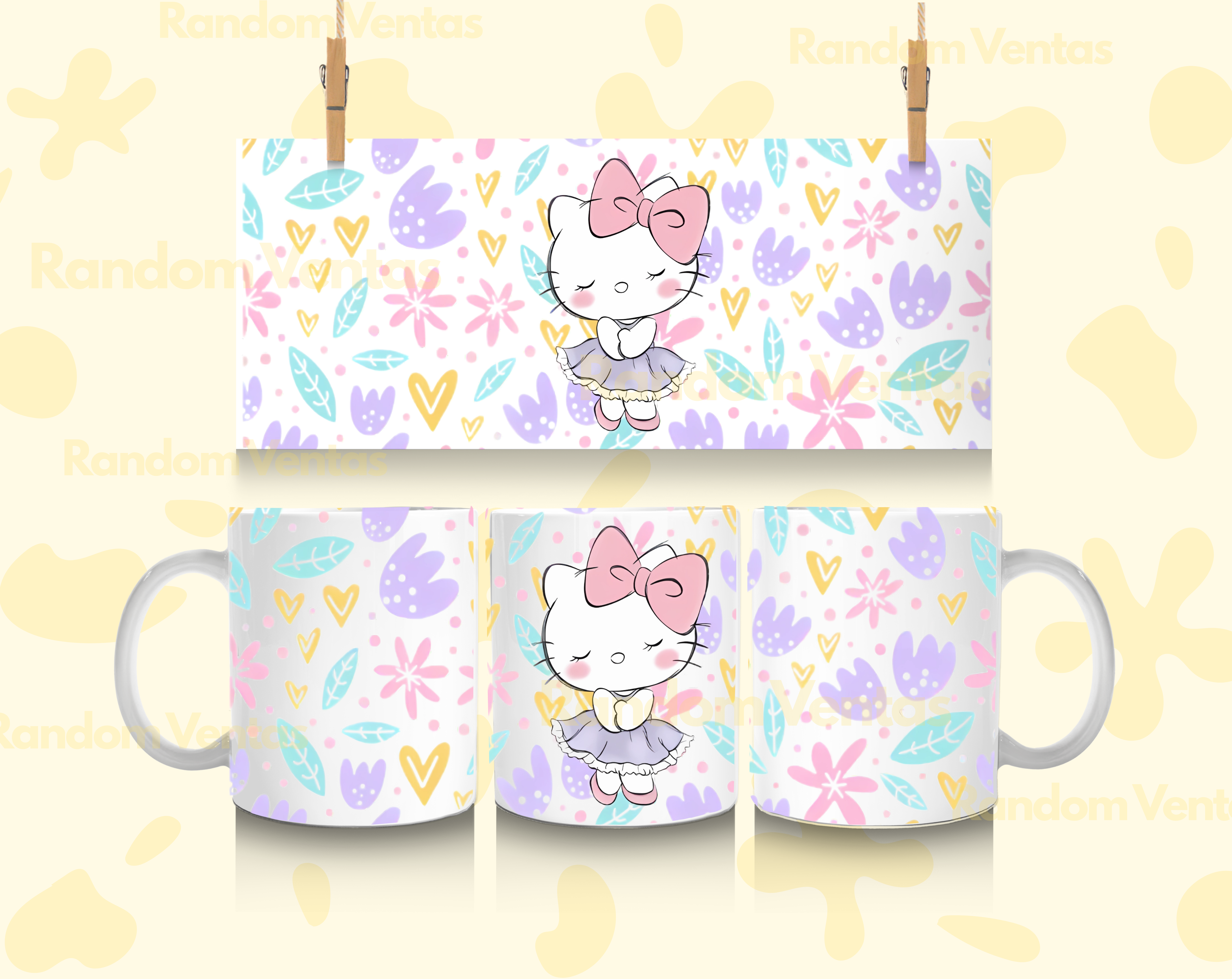DTF UV Hello Kitty Flores
