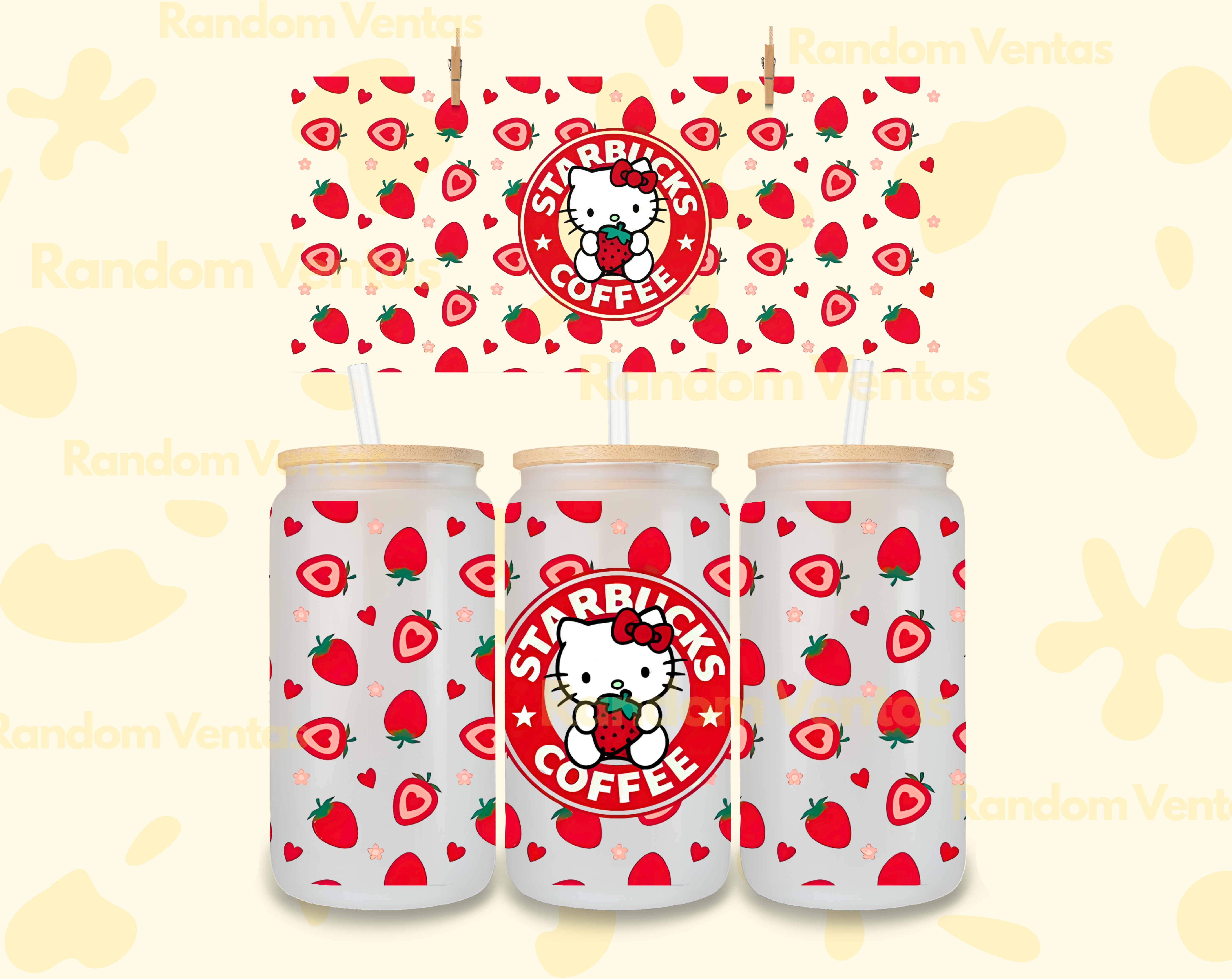 DTF UV Hello Kitty Fresa