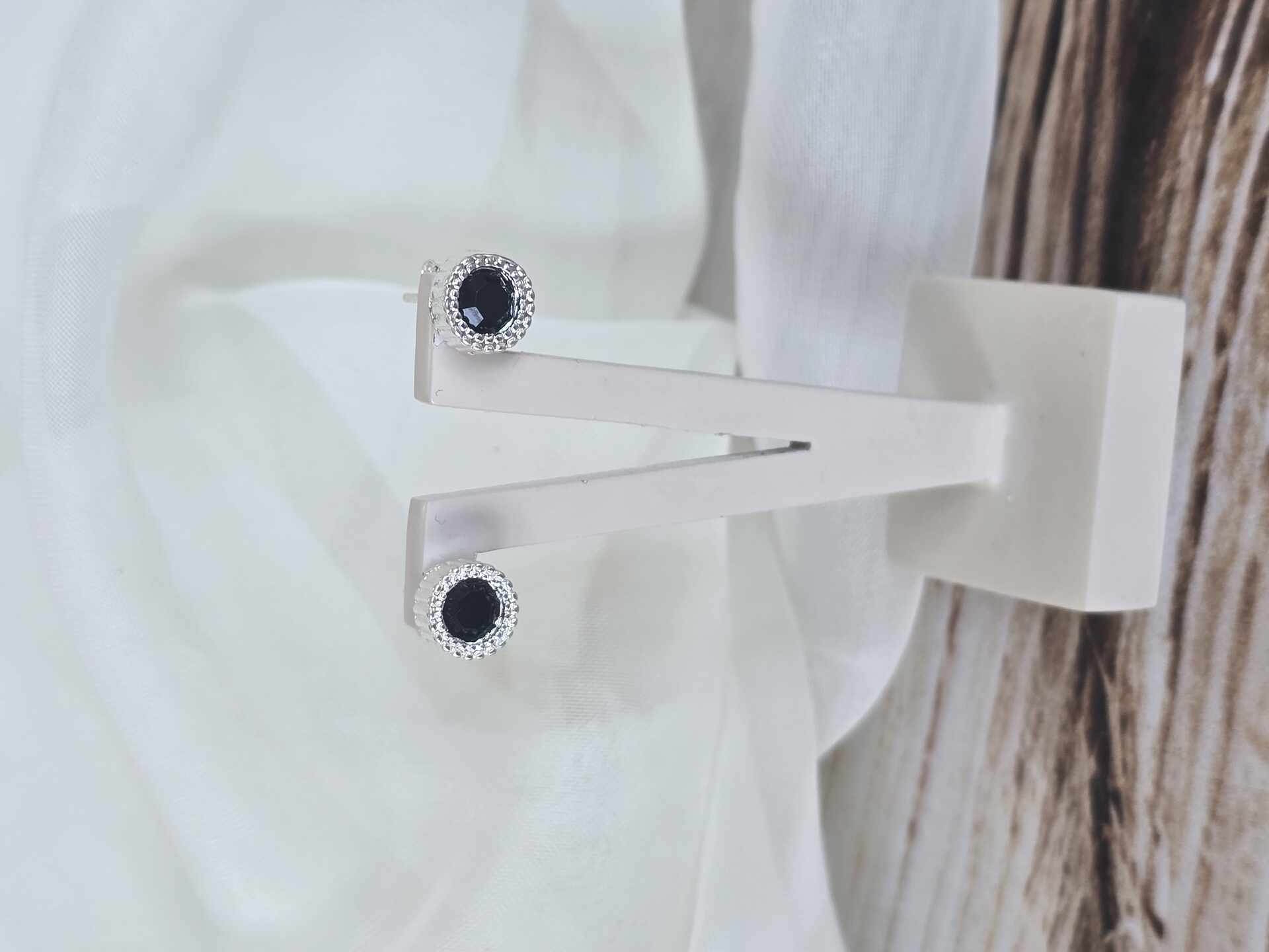 BRI3192S - Brinco Prata Preto