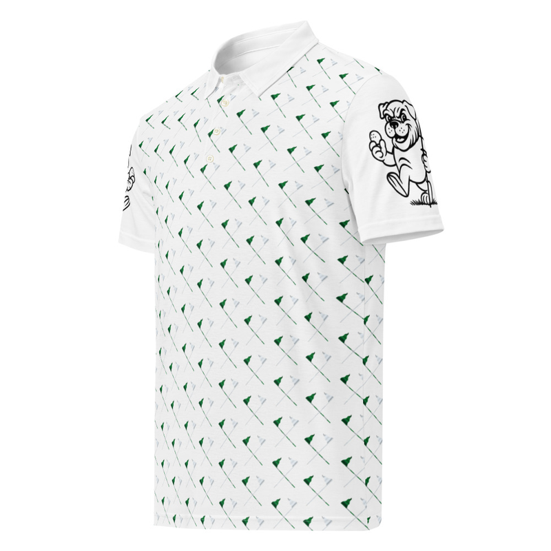 Ruff Life's "Pull the Pin" Golf Polo (Green and Silver)