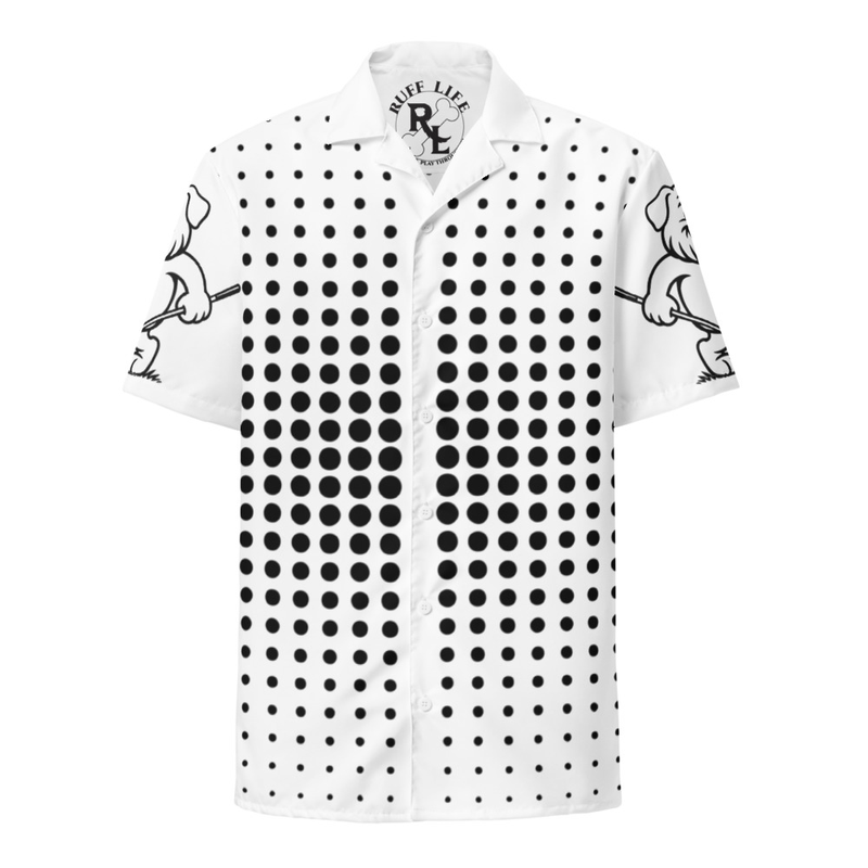 Ruff Life "Fade" Black on White Button Up Golf Shirt