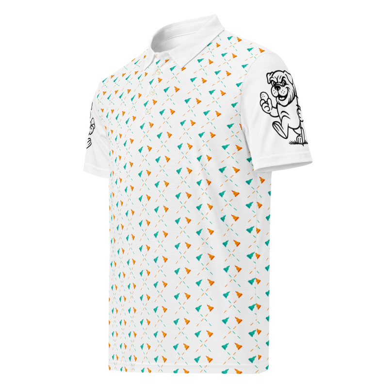 Ruff Life's "Pull the Pin" Golf Polo (Aqua and Orange)