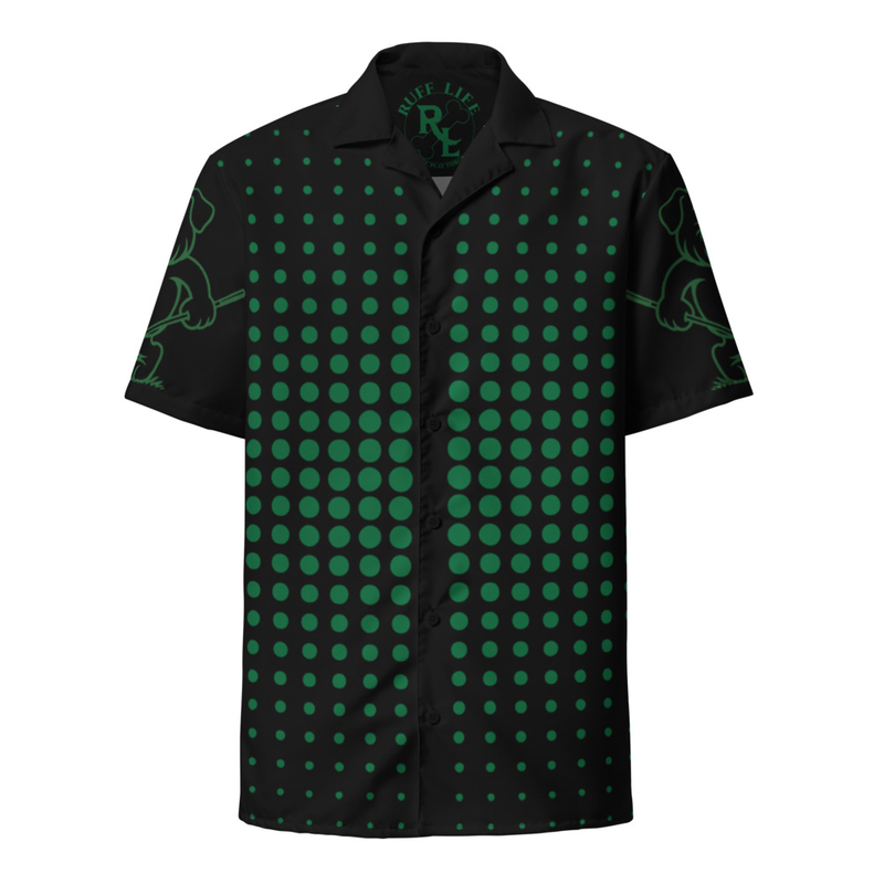 Ruff Life "Fade" Green on Black Button Up Golf Shirt