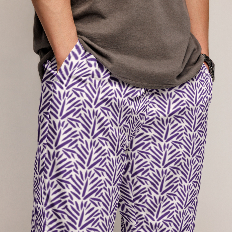 Ruff Life's "Cabbage" Athletic Golf Pants (Purple on White)