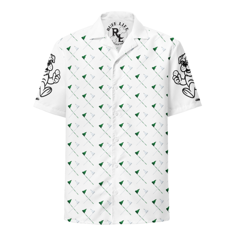 Ruff Life's "Pull the Pin" Golf Shirt (Green and Silver)