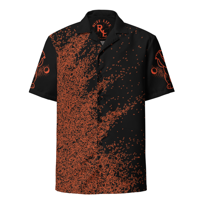 Ruff Life's "Blast Shot" Golf Shirt (Orange on Black)