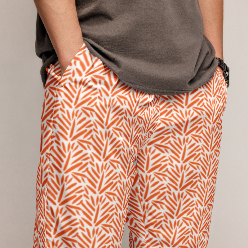 Ruff Life's "Cabbage" Athletic Golf Pants (Orange on White)