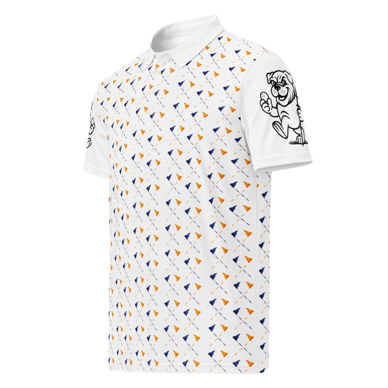 Ruff Life's "Pull the Pin" Golf Polo (Blue and Orange)