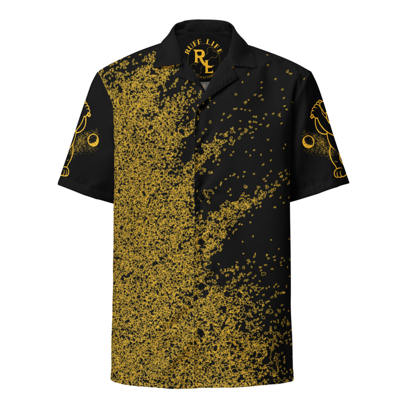 Ruff Life's "Blast Shot" Golf Shirt (Gold on Black)