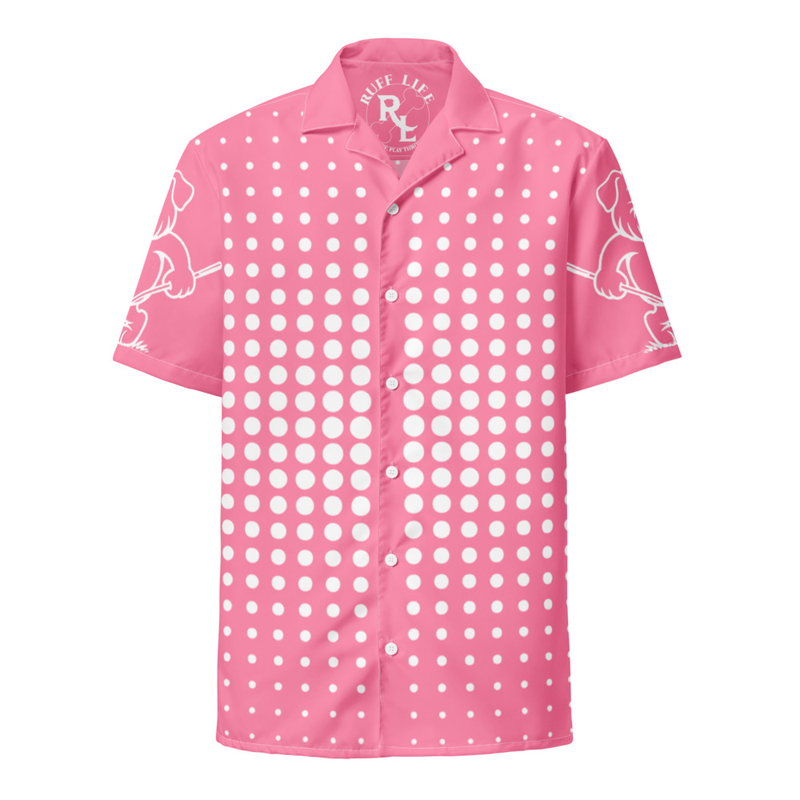 Ruff Life's "Fade" White on Pink Button Up Golf Shirt