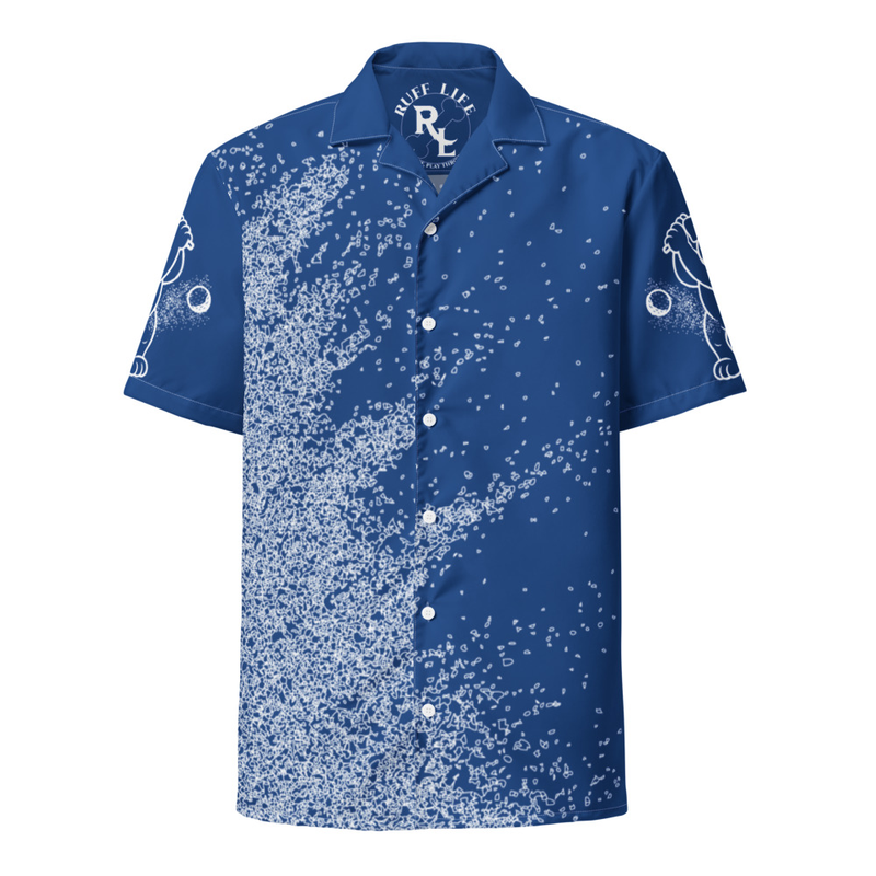 Ruff Life's "Blast Shot" Golf Shirt (White on Blue)