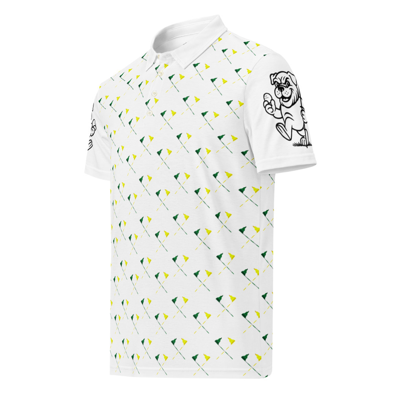 Ruff Life's "Pull the Pin" Golf Polo (Green and Gold)