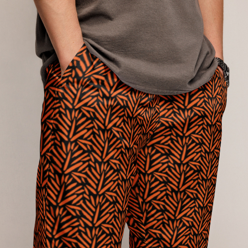 Ruff Life's "Cabbage" Athletic Golf Pants (Orange on Black)