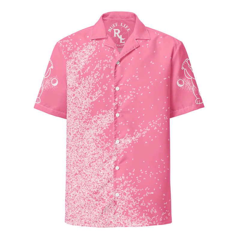 Ruff Life's "Blast Shot" Golf Shirt (White on Pink)