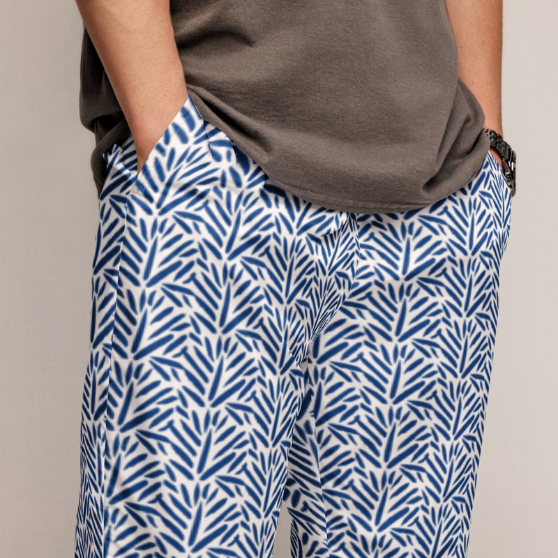 Ruff Life's "Cabbage" Athletic Golf Pants (Blue on White)