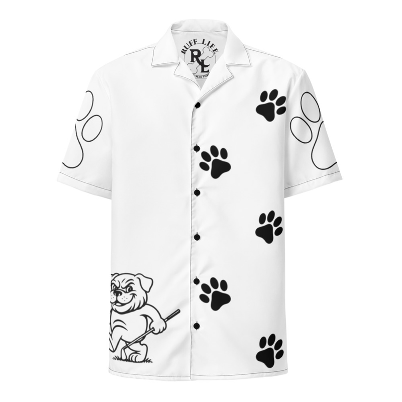Ruff Life's "Footwork" Golf Shirt (Black on White)