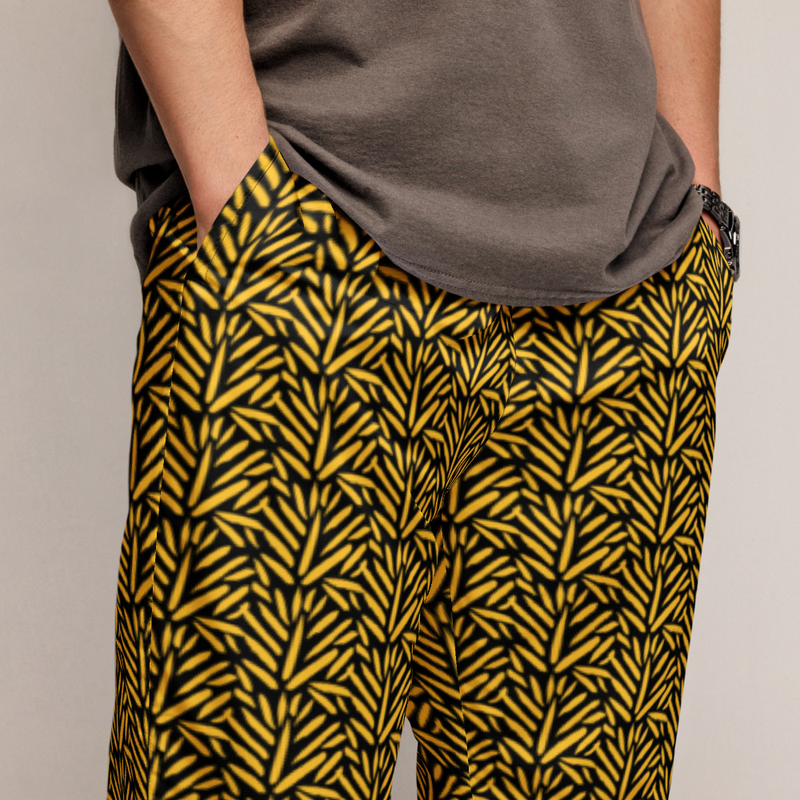 Ruff Life's "Cabbage" Athletic Golf Pants (Gold on Black)