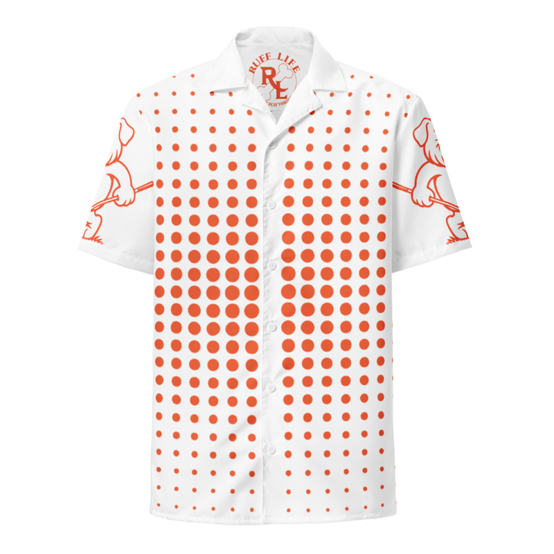 Ruff Life "Fade" Orange on White Button Up Golf Shirt