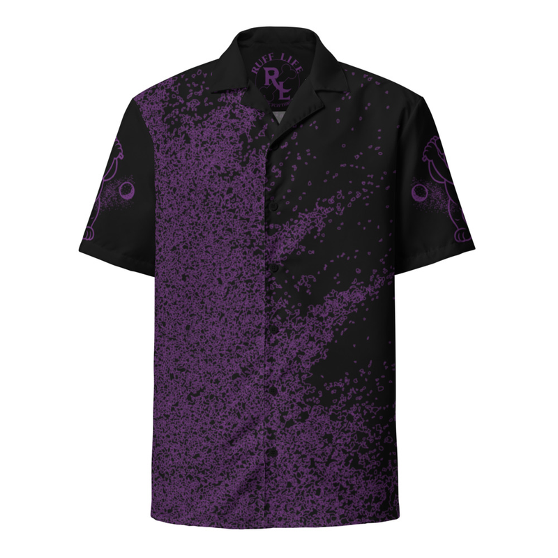 Ruff Life's "Blast Shot" Golf Shirt (Purple on Black)
