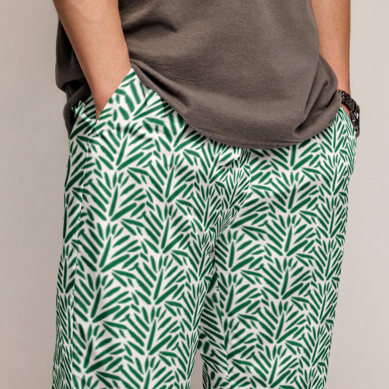 Ruff Life's "Cabbage" Athletic Golf Pants (Green on White)